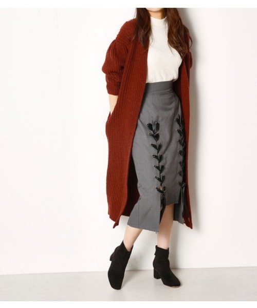 SLY(スライ)の「LAMBS WOOL BLEND LG LONG C/D(カーディガン/ボレロ・レディース・ブラック/オフホワイト/ブルー/ワインレッド・FREE)」の4枚目の写真