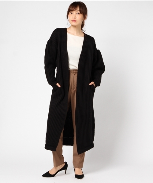 SLY(スライ)の「LAMBS WOOL BLEND LG LONG C/D(カーディガン/ボレロ・レディース・ブラック/オフホワイト/ブルー/ワインレッド・FREE)」の6枚目の写真