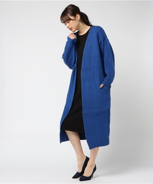 SLY(スライ)の「LAMBS WOOL BLEND LG LONG C/D(カーディガン/ボレロ・レディース・ブラック/オフホワイト/ブルー/ワインレッド・FREE)」の5枚目の写真