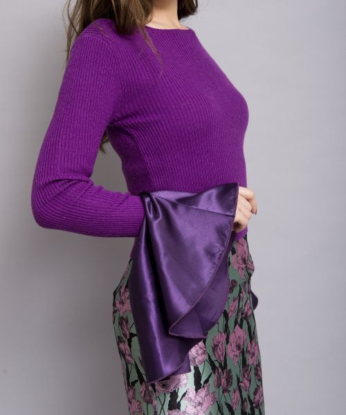 MILLION CARATS（ミリオンカラッツ）の「【小島瑠璃子さん着用】フリルスリーブニット[DRESS/ドレス]（ニット/セーター・レディース・ブラック/パープル/オフホワイト/キャメル・FREE）」の10枚目の写真