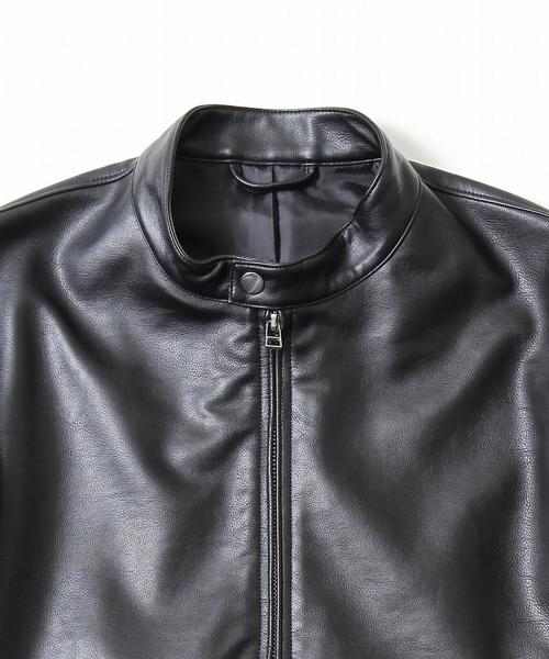 coen（コーエン）の「フェイクレザーシングルライダースジャケット（ライダースジャケット・メンズ・ブラック・MEDIUM/X-LARGE/LARGE/SMALL）」の6枚目の写真
