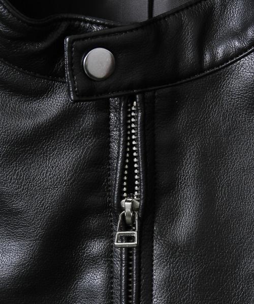 coen（コーエン）の「フェイクレザーシングルライダースジャケット（ライダースジャケット・メンズ・ブラック・MEDIUM/X-LARGE/LARGE/SMALL）」の18枚目の写真