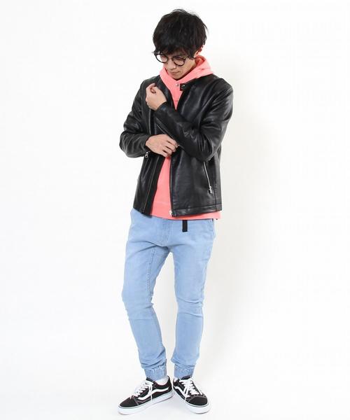 coen（コーエン）の「フェイクレザーシングルライダースジャケット（ライダースジャケット・メンズ・ブラック・MEDIUM/X-LARGE/LARGE/SMALL）」の12枚目の写真