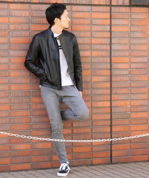 coen（コーエン）の「フェイクレザーシングルライダースジャケット（ライダースジャケット・メンズ・ブラック・MEDIUM/X-LARGE/LARGE/SMALL）」の20枚目の写真