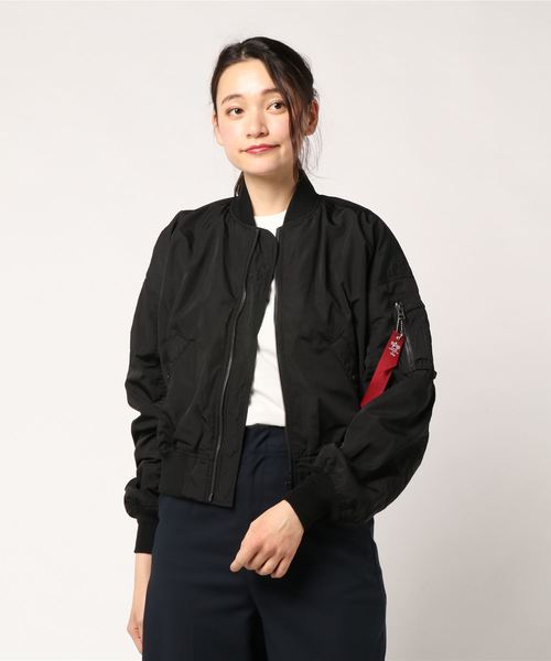 Alpha Industries（アルファインダストリーズ）の「【ALPHA】DROP L-2B（MA-1・レディース・アーミー/ブラック/ネイビー/ピンク・LARGE/MEDIUM）」の2枚目の写真
