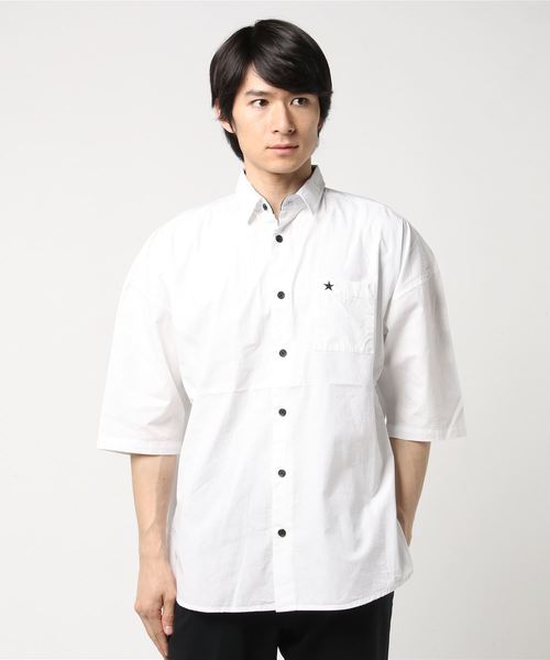 VENCEEXCHANGE（ヴァンスエクスチェンジ）の「バックロゴビッグシャツ（シャツ/ブラウス・メンズ・ホワイト/ブラック・M/L）」の6枚目の写真