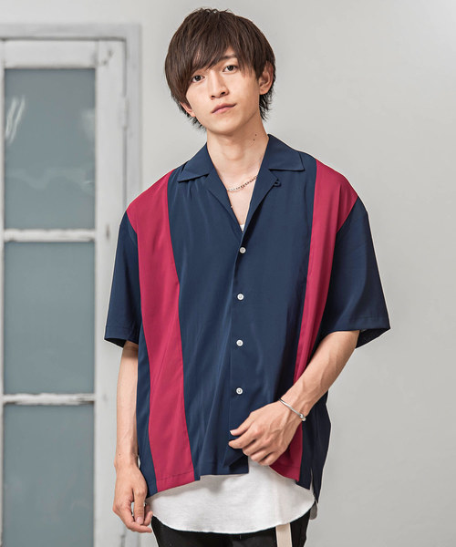 MinoriTY（マイノリティ）の「シルクポリオープンカラーシャツ　開襟シャツ（シャツ/ブラウス・メンズ・ブラック/パープル/ネイビー/マスタード/ブラック系その他/ブルー系その他/ブラック系その他2/ブルー系その他2・FREE）」の6枚目の写真