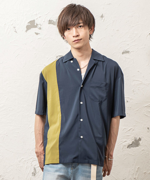 MinoriTY（マイノリティ）の「シルクポリオープンカラーシャツ　開襟シャツ（シャツ/ブラウス・メンズ・ブラック/パープル/ネイビー/マスタード/ブラック系その他/ブルー系その他/ブラック系その他2/ブルー系その他2・FREE）」の7枚目の写真