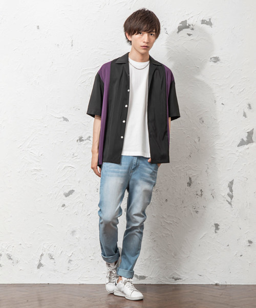 MinoriTY（マイノリティ）の「シルクポリオープンカラーシャツ　開襟シャツ（シャツ/ブラウス・メンズ・ブラック/パープル/ネイビー/マスタード/ブラック系その他/ブルー系その他/ブラック系その他2/ブルー系その他2・FREE）」の10枚目の写真