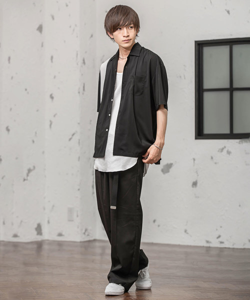 MinoriTY（マイノリティ）の「シルクポリオープンカラーシャツ　開襟シャツ（シャツ/ブラウス・メンズ・ブラック/パープル/ネイビー/マスタード/ブラック系その他/ブルー系その他/ブラック系その他2/ブルー系その他2・FREE）」の11枚目の写真