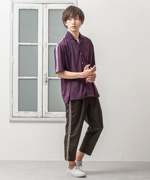 MinoriTY（マイノリティ）の「シルクポリオープンカラーシャツ　開襟シャツ（シャツ/ブラウス・メンズ・ブラック/パープル/ネイビー/マスタード/ブラック系その他/ブルー系その他/ブラック系その他2/ブルー系その他2・FREE）」の15枚目の写真