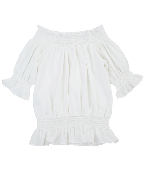 PUNYUS(プニュズ)の「半袖オフショルダーブラウス(シャツ/ブラウス・レディース・ホワイト/ブラック・1/2/3/4)」の5枚目の写真