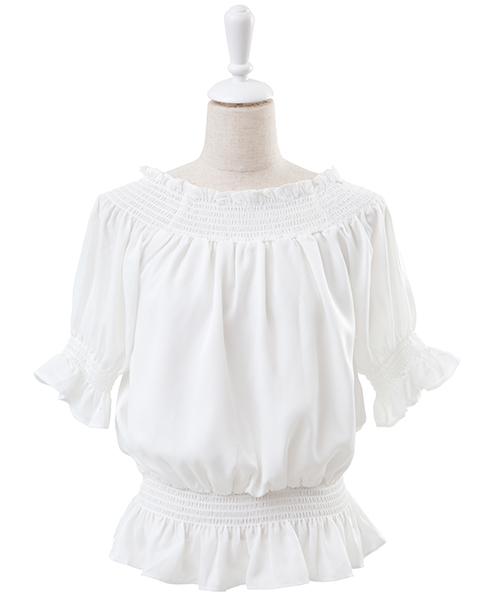 PUNYUS(プニュズ)の「半袖オフショルダーブラウス(シャツ/ブラウス・レディース・ホワイト/ブラック・1/2/3/4)」の8枚目の写真