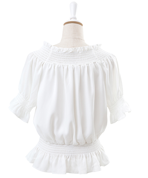 PUNYUS(プニュズ)の「半袖オフショルダーブラウス(シャツ/ブラウス・レディース・ホワイト/ブラック・1/2/3/4)」の9枚目の写真