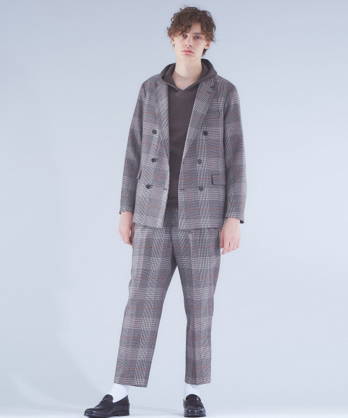 ABAHOUSE（アバハウス）の「【セットアップ対応】ウールチェック2ボタンダブルジャケット（テーラードジャケット・メンズ・ベージュ・46/48）」の2枚目の写真