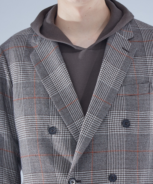ABAHOUSE（アバハウス）の「【セットアップ対応】ウールチェック2ボタンダブルジャケット（テーラードジャケット・メンズ・ベージュ・46/48）」の5枚目の写真