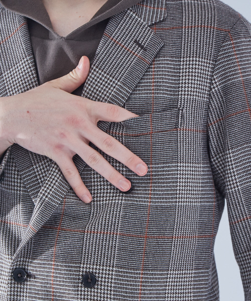 ABAHOUSE（アバハウス）の「【セットアップ対応】ウールチェック2ボタンダブルジャケット（テーラードジャケット・メンズ・ベージュ・46/48）」の6枚目の写真