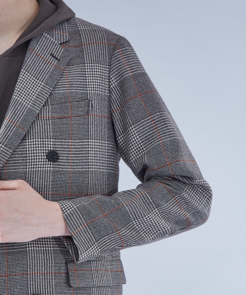 ABAHOUSE（アバハウス）の「【セットアップ対応】ウールチェック2ボタンダブルジャケット（テーラードジャケット・メンズ・ベージュ・46/48）」の7枚目の写真