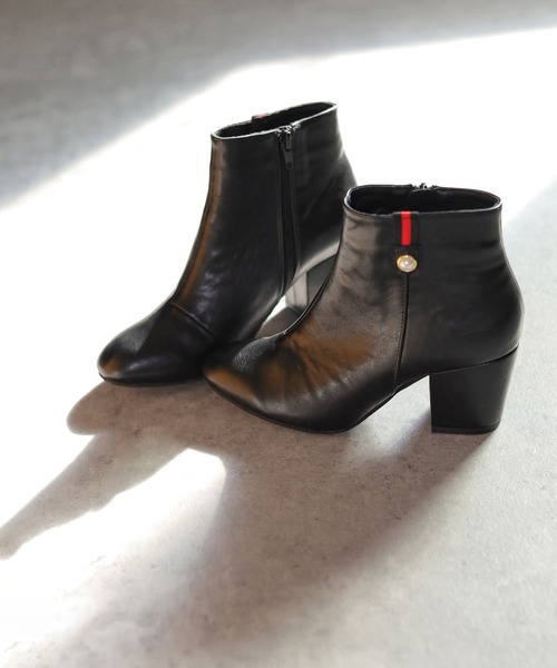 SESTO(セスト)の「サイドパールのチャンキーヒールショートブーツ(ブーツ)」|ブラック