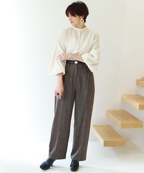 TODAYFUL（トゥデイフル）の「ツイードテーパードパンツ（その他パンツ・レディース・ブラウン/ネイビー・36inch/38inch）」の3枚目の写真