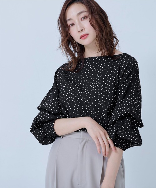 UR'S（ユアーズ）の「2WAYｽﾘｰﾌﾞﾌﾞﾗｳｽ（シャツ/ブラウス・レディース・アイボリー/ブラック/ライトブラウン/ワイン/ライトグレー/ブラック系その他/ベージュ/ライトグリーン/グレイッシュベージュ/ホワイト系その他・S/M/L）」の5枚目の写真