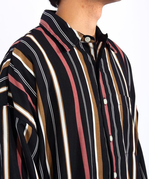 8(eight)(エイト)の「ストライプ ビッグシャツ 総柄シャツ オープンカラーシャツ(シャツ/ブラウス・メンズ・オレンジ/ネイビー/グリーン/ブラック・FREE)」の17枚目の写真