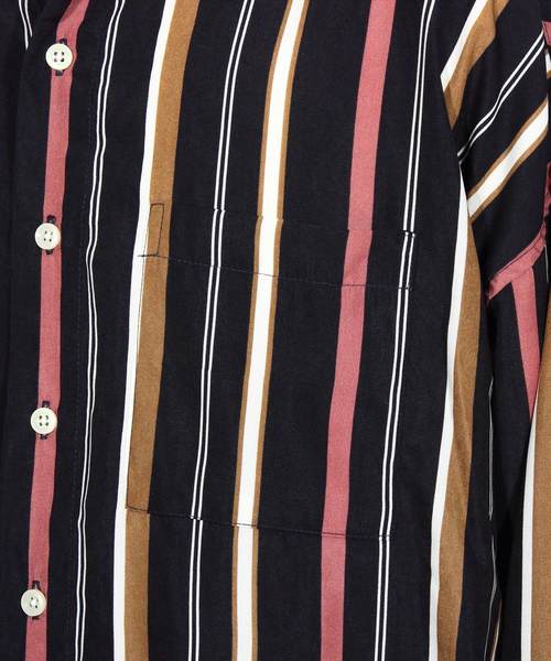 8(eight)(エイト)の「ストライプ ビッグシャツ 総柄シャツ オープンカラーシャツ(シャツ/ブラウス・メンズ・オレンジ/ネイビー/グリーン/ブラック・FREE)」の22枚目の写真