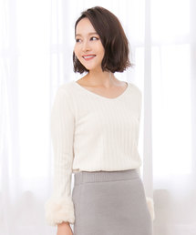 KOBE LETTUCE(�R�E�x���^�X)�̑��t�@�[�t��2way�IU�l�b�N���胊�u�j�b�g�g�b�v�X�����f�B�[�X/�g�b�v�X[C3268]�_�˃��^�X(�j�b�g/�Z�[�^�[)