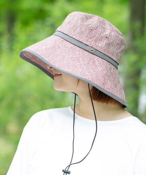14+（イチヨンプラス）の「紐付きポリジュートUVハット（ハット・レディース・ピンク/ブラック/ブラウン/グレー/ベージュ/ダークブラウン/アッシュブラウン/パープル/グリーン/オフホワイト/ネイビー・FREE/LARGE/MEDIUM）」の10枚目の写真