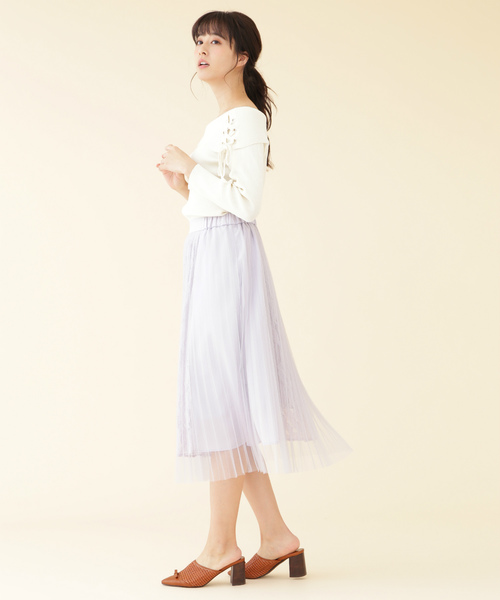 ジルバイジルスチュアート ブロッキングプリントチュールスカート 新品タグ付き JILL by JILL STUART（ジルバイジルスチュアート）の