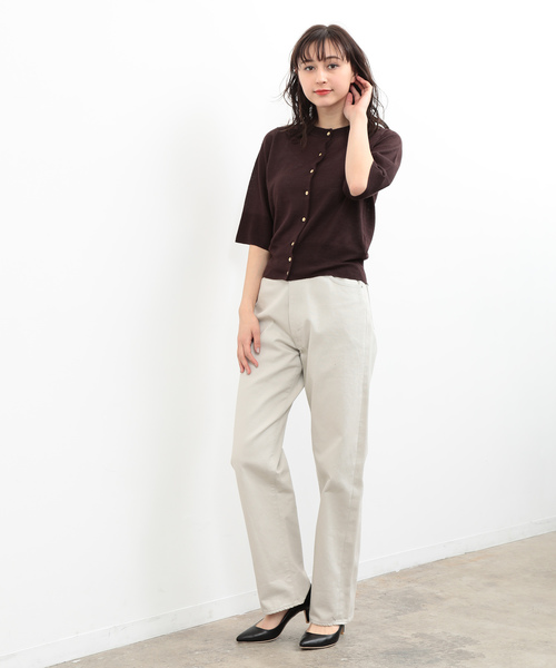 SALON adam et rope'(サロン アダム エ ロペ)の「RAMIE SOLO クルーネックカーディガン(カーディガン/ボレロ・レディース・レッド/ダークブラウン/ホワイト・FREE)」の12枚目の写真
