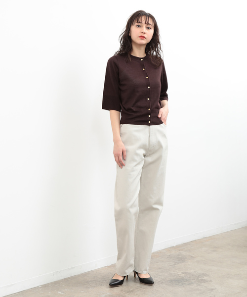 SALON adam et rope'(サロン アダム エ ロペ)の「RAMIE SOLO クルーネックカーディガン(カーディガン/ボレロ・レディース・レッド/ダークブラウン/ホワイト・FREE)」の7枚目の写真