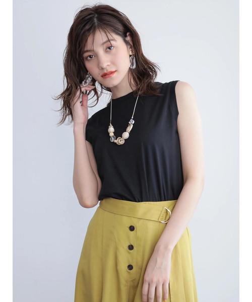 YECCA VECCA(イェッカヴェッカ)の「リヨセル裾スリットマキシ丈スカート ●(スカート・レディース・ベージュ/ネイビー/ブラウン/イエロー・FREE)」の17枚目の写真