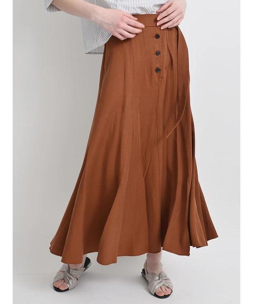 YECCA VECCA(イェッカヴェッカ)の「リヨセル裾スリットマキシ丈スカート ●(スカート・レディース・ベージュ/ネイビー/ブラウン/イエロー・FREE)」の12枚目の写真
