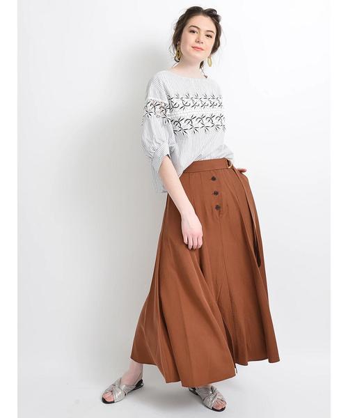 YECCA VECCA(イェッカヴェッカ)の「リヨセル裾スリットマキシ丈スカート ●(スカート・レディース・ベージュ/ネイビー/ブラウン/イエロー・FREE)」の8枚目の写真