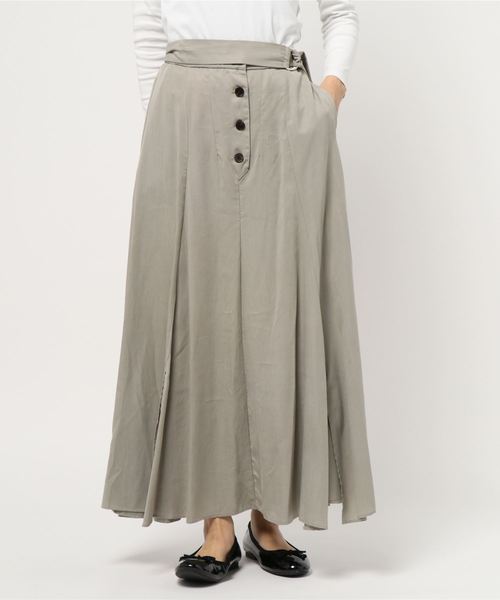 YECCA VECCA(イェッカヴェッカ)の「リヨセル裾スリットマキシ丈スカート ●(スカート・レディース・ベージュ/ネイビー/ブラウン/イエロー・FREE)」の22枚目の写真