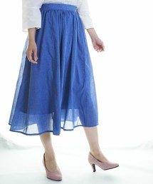 平織りガーゼ　切替ギャザーＳＫ（ＬＣ）