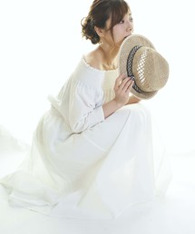 平織りガーゼ 切替ギャザーSK(LC)