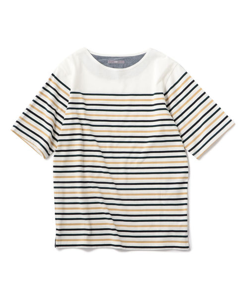 SHIPS（シップス）の「SU: アーバン ボーダー ショートスリーブ TEE（Tシャツ/カットソー・メンズ・ネイビー/ブラック/ベージュ/グリーン・LARGE/SMALL/MEDIUM）」の2枚目の写真