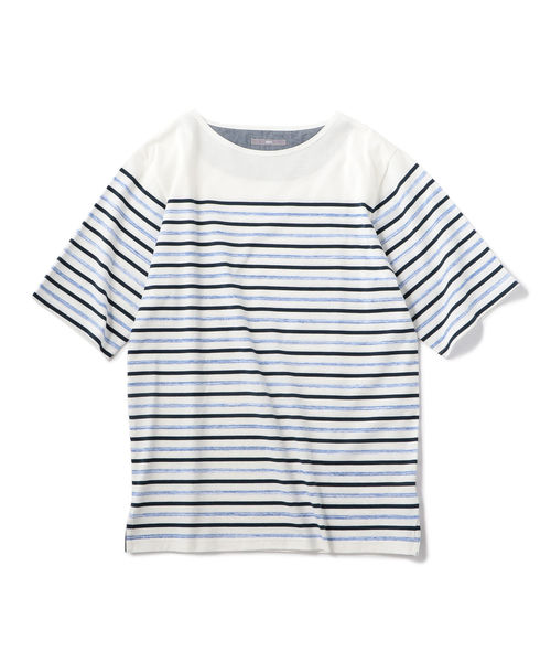 SHIPS（シップス）の「SU: アーバン ボーダー ショートスリーブ TEE（Tシャツ/カットソー・メンズ・ネイビー/ブラック/ベージュ/グリーン・LARGE/SMALL/MEDIUM）」の4枚目の写真