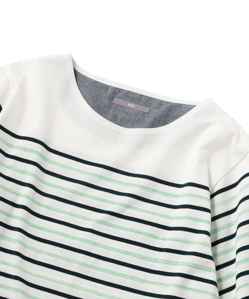 SHIPS（シップス）の「SU: アーバン ボーダー ショートスリーブ TEE（Tシャツ/カットソー・メンズ・ネイビー/ブラック/ベージュ/グリーン・LARGE/SMALL/MEDIUM）」の16枚目の写真