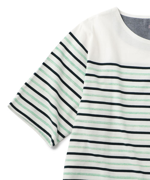 SHIPS（シップス）の「SU: アーバン ボーダー ショートスリーブ TEE（Tシャツ/カットソー・メンズ・ネイビー/ブラック/ベージュ/グリーン・LARGE/SMALL/MEDIUM）」の15枚目の写真