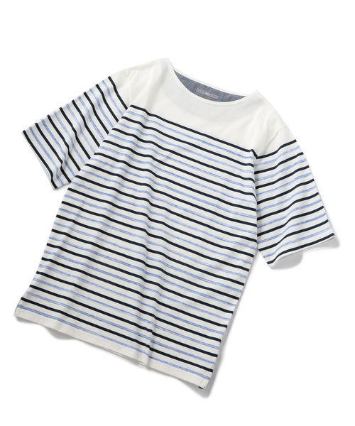 SHIPS（シップス）の「SU: アーバン ボーダー ショートスリーブ TEE（Tシャツ/カットソー・メンズ・ネイビー/ブラック/ベージュ/グリーン・LARGE/SMALL/MEDIUM）」の8枚目の写真