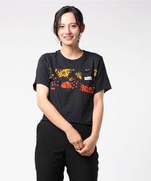 W WINTER FLORMAL CROP PCKT CRW / ハーレー レディース ショート丈プリントTシャツ フロントラインプリント