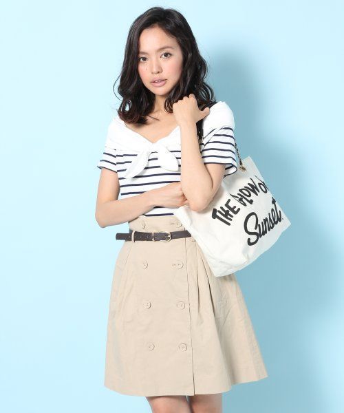 Heather（ヘザー）の「セーラーフロントリボンTシャツ半袖　548708（Tシャツ/カットソー・レディース・アイボリー/ホワイト×ネイビー/ネイビー・FREE）」の2枚目の写真