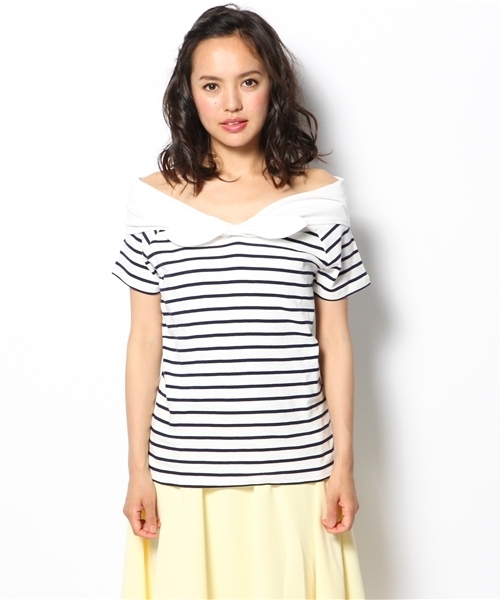 Heather（ヘザー）の「セーラーフロントリボンTシャツ半袖　548708（Tシャツ/カットソー・レディース・アイボリー/ホワイト×ネイビー/ネイビー・FREE）」の8枚目の写真