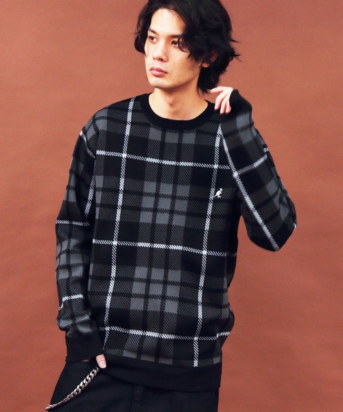 KANGOL(カンゴール)の「【別注】KANGOL×8(eight) コラボチェックニットセーター(ニット/セーター・メンズ・ブラック/ベージュ/ネイビー・MEDIUM/LARGE/X-LARGE)」の1枚目の写真