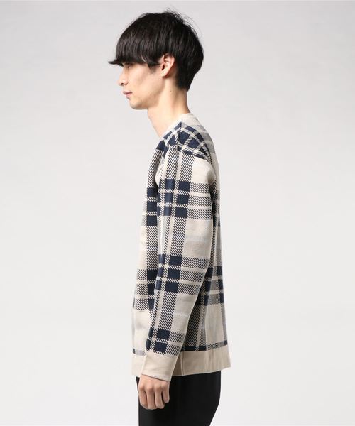 KANGOL(カンゴール)の「【別注】KANGOL×8(eight) コラボチェックニットセーター(ニット/セーター・メンズ・ブラック/ベージュ/ネイビー・MEDIUM/LARGE/X-LARGE)」の4枚目の写真