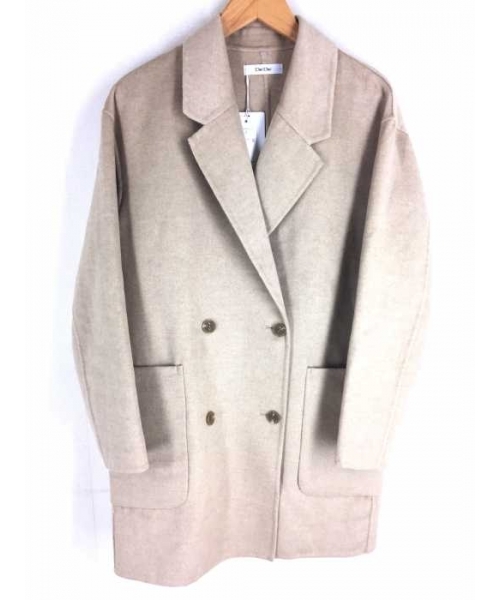 セール ブランド古着 ダブルチェスターコート アイボリー チェスター