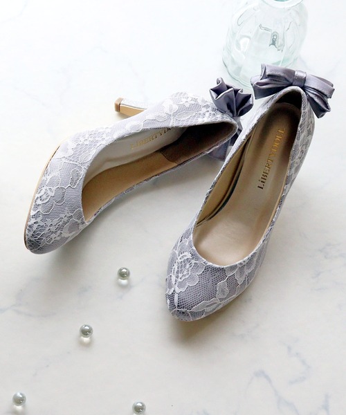 LibertyDoll(リバティードール)の「Liberty Doll / ポインテッドトゥ オケージョンパンプス 6.5cmヒール バックリボン レース フォーマル 結婚式 パーティー セレモニー 美脚パンプス(1203-SA)(パンプス・レディース・グレー/ブラック/ベージュ・S/M/L/XL/LL/SS)」の3枚目の写真